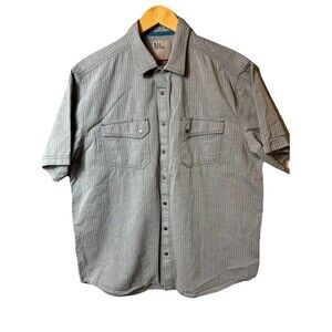 511 Tactical Shirt Men’s Size L Gray Stripe Short Sleeve Snap Front Outdoors